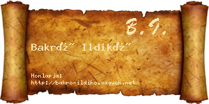 Bakró Ildikó névjegykártya